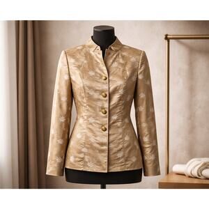 Zanella Naomi Beige Floral Print Blazer Preppy 90,s Career Business Women Size 6